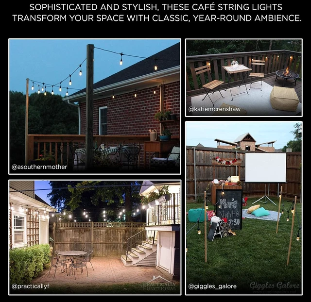 Alt view image 6 of 7 - Enbrighten Classic Outdoor String Lights, 48ft, 24 Bulbs, White Light Only