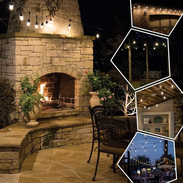 Alt view image 7 of 7 - Enbrighten Classic Outdoor String Lights, 48ft, 24 Bulbs, White Light Only