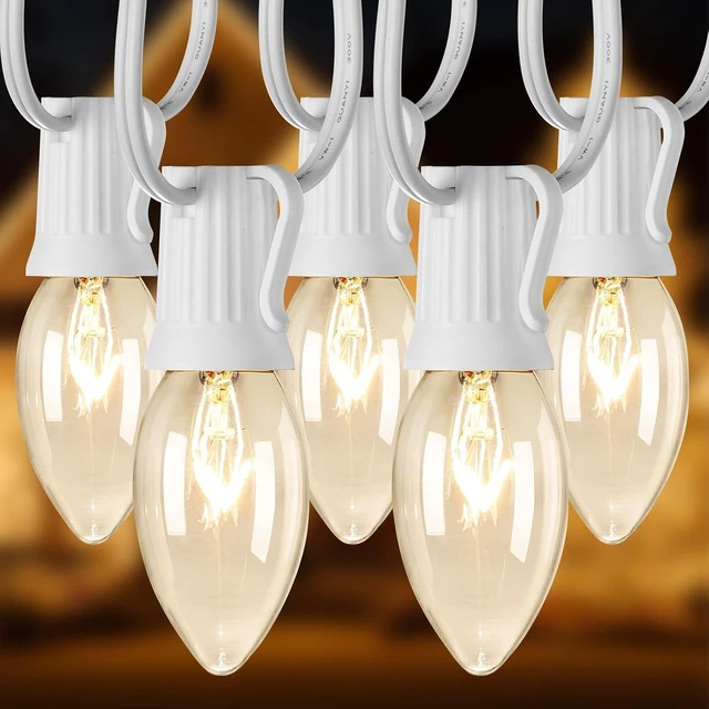 Main image of Brightown C9 Christmas String Lights Outdoor, 50+2 Bulbs, White Wire