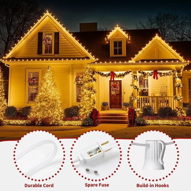 Alt view image 4 of 7 - Brightown C9 Christmas String Lights Outdoor, 50+2 Bulbs, White Wire