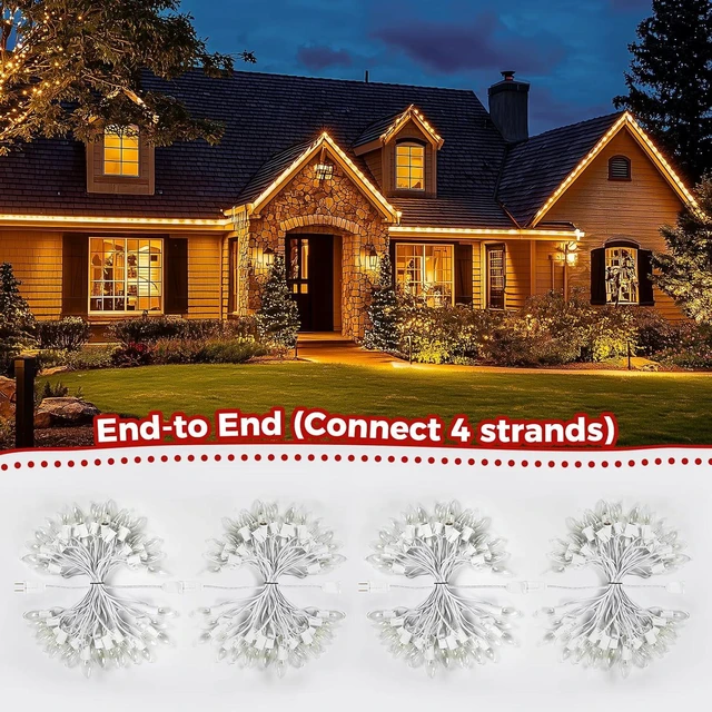 Alt view image 5 of 7 - Brightown C9 Christmas String Lights Outdoor, 50+2 Bulbs, White Wire