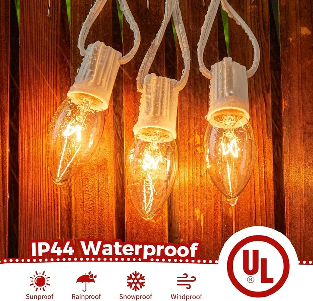 Alt view image 3 of 7 - Brightown C9 Christmas String Lights Outdoor, 50+2 Bulbs, White Wire