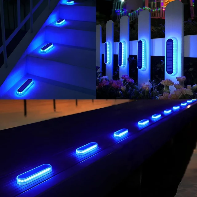 Alt view image 6 of 7 - Blue Solar Lights Outdoor Waterproof Boat Dock Deck Step Solar Powered