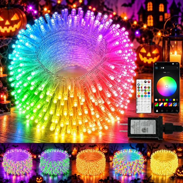 Main image of 240LED 92FT Smart Color Changing Halloween String Lights RGB App & Remote