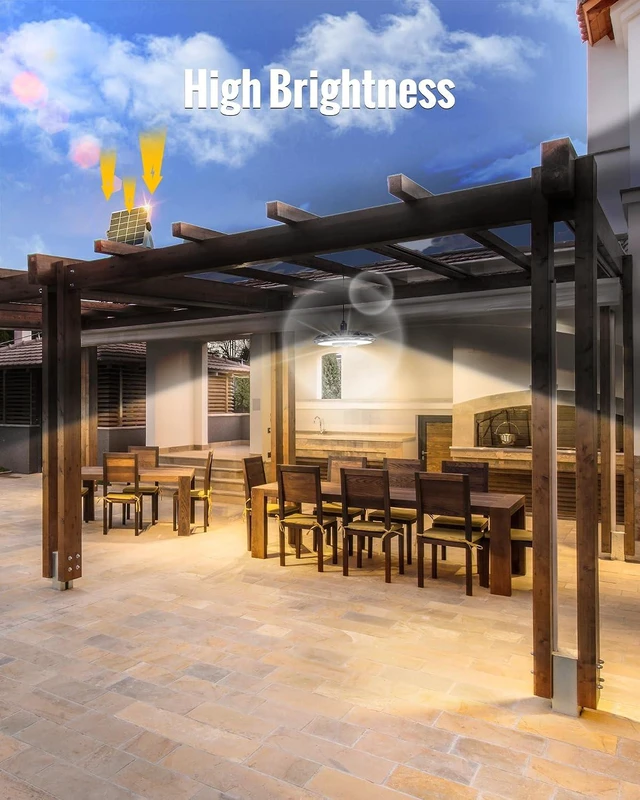 Alt view image 5 of 7 - Solar Light Indoor Outdoor, 3000LM Solar Shed Light Rotation Design, Waterproof 5 Modes (2 for All Day Lighting) Motion Sensor, Dimmable Remote for Barn Patio Chicken Coop Gazebo Garage