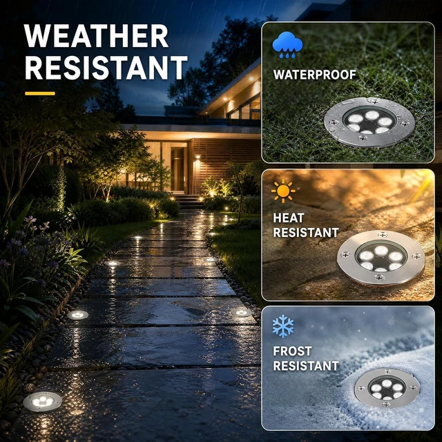 Alt view image 4 of 7 - JESLED 6 Pack Outdoor Landscape Lights, Low Voltage In Ground Well Lights