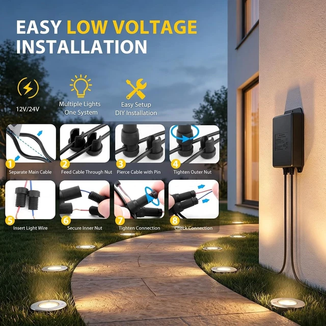 Alt view image 7 of 7 - JESLED 6 Pack Outdoor Landscape Lights, Low Voltage In Ground Well Lights