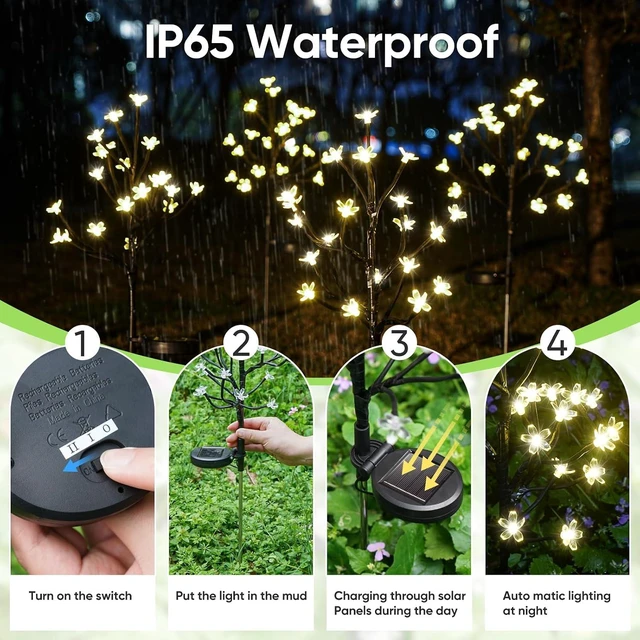 Alt view image 2 of 7 - Solar Garden Lights Garden Decor, 4Pack Solar Flowers Decorative