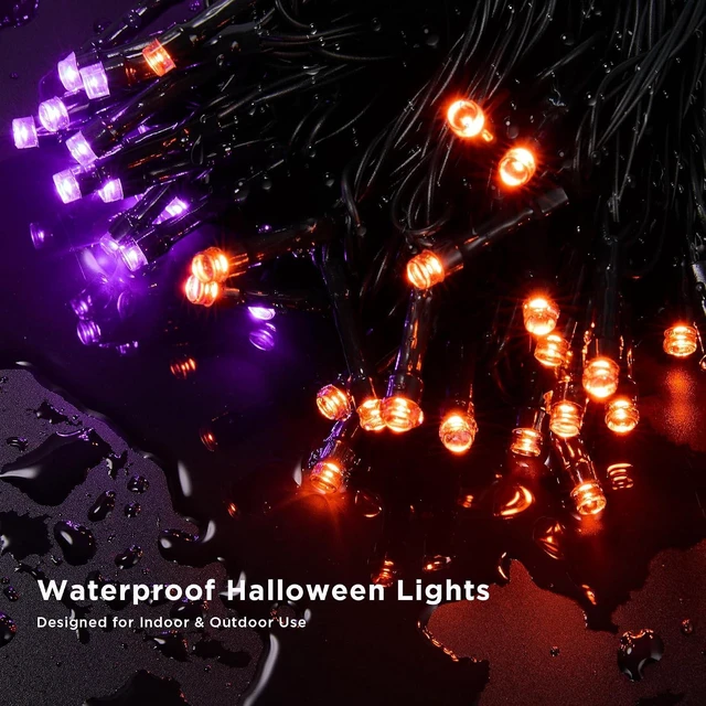 Alt view image 4 of 7 - Halloween Lights 300 LED 108FT Halloween String Lights with 8 Modes, UL Certified, Connectable, Waterproof, Timer for Outdoor Indoor Yard, Porch, Trees, Haunted House Decorations, Orange Purple
