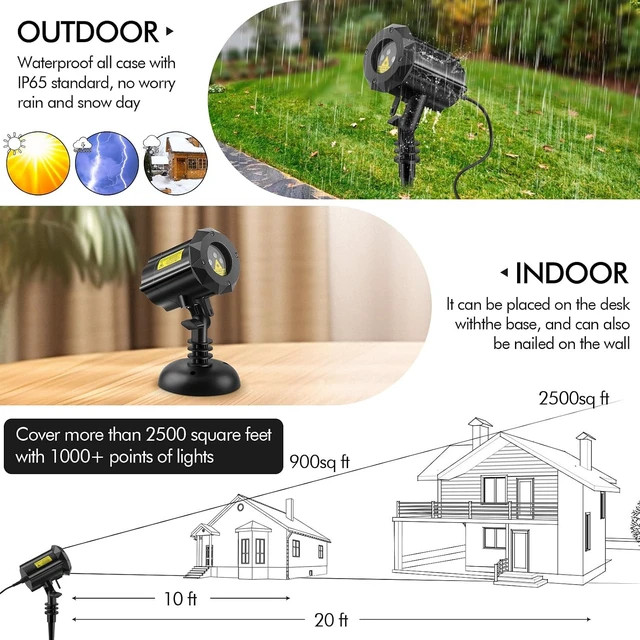 Alt view image 6 of 7 - Poeland Christmas Laser Projector Lights Waterproof Outdoor Garden Decorative Lighting with Security Lock 3 Color Red Green Blue