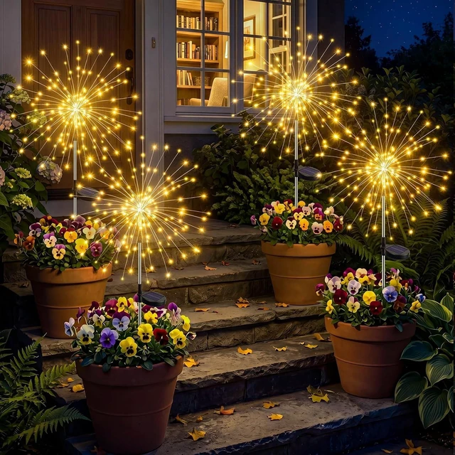 Main image of btfarm 4 Pack Solar Garden Lights Outdoor, 8 Modes Firework Lights Outside