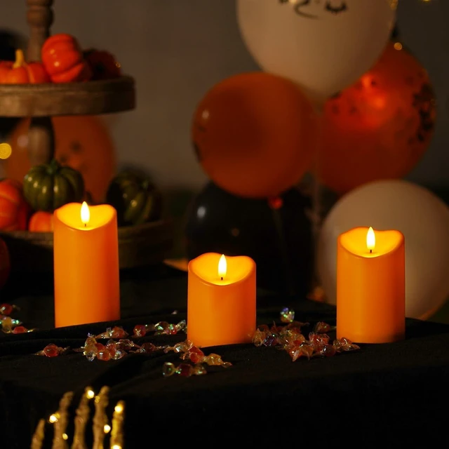 Alt view image 3 of 7 - Homemory Halloween Orange Flameless Candles Outdoor, Fall Candles Battery