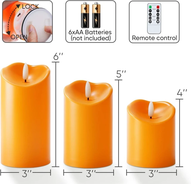 Alt view image 6 of 7 - Homemory Halloween Orange Flameless Candles Outdoor, Fall Candles Battery