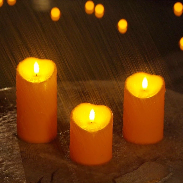 Alt view image 5 of 7 - Homemory Halloween Orange Flameless Candles Outdoor, Fall Candles Battery
