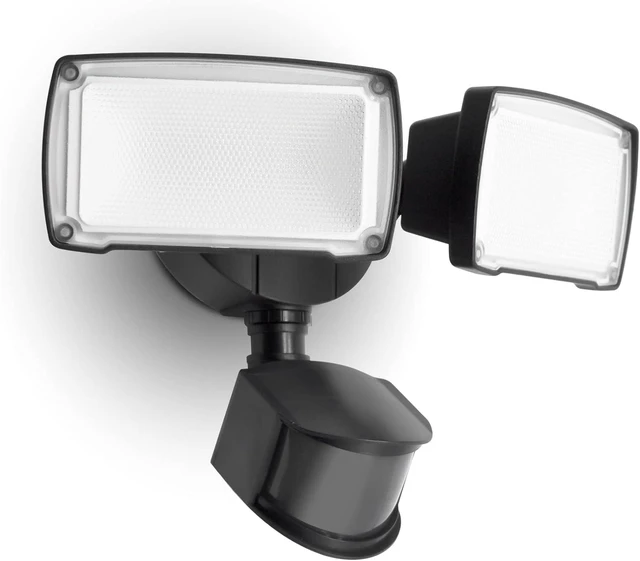 Main image of LUTEC 38W 3500 Lumen LED Motion Activated Integrated Dual-Head Floodlight Outdoor with Motion Sensor, 5000K Daylight, Dusk to Dawn, Exterior Security Wall Light for Patio, Garden, Yard(Black)