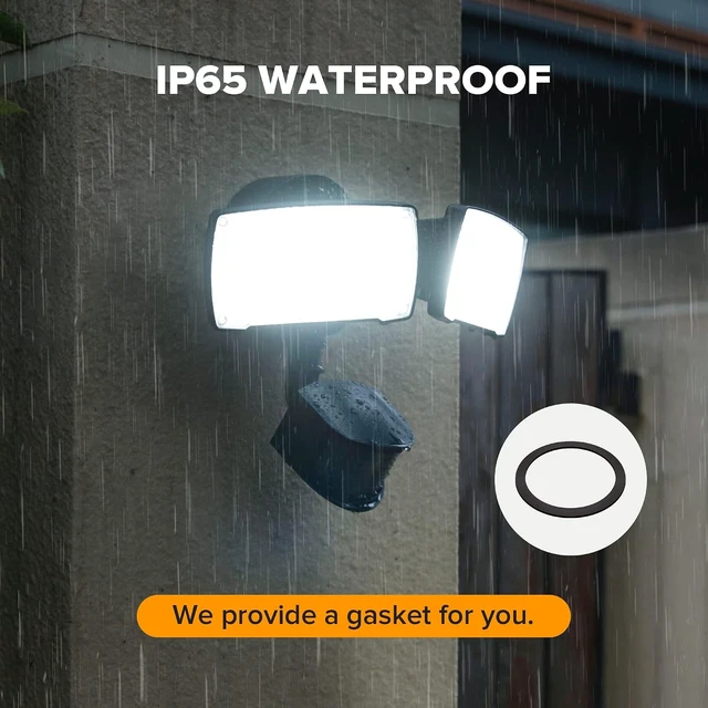Alt view image 7 of 7 - LUTEC 38W 3500 Lumen LED Motion Activated Integrated Dual-Head Floodlight Outdoor with Motion Sensor, 5000K Daylight, Dusk to Dawn, Exterior Security Wall Light for Patio, Garden, Yard(Black)