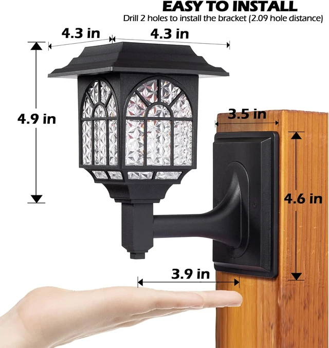 Alt view image 2 of 6 - LeiDrail Solar Fence Lights, 4 Pack Solar Lights Outdoor Waterproof Lantern Warm White LED Wall Deck Post Landscape Lighting for Garden Yard Patio Front Door