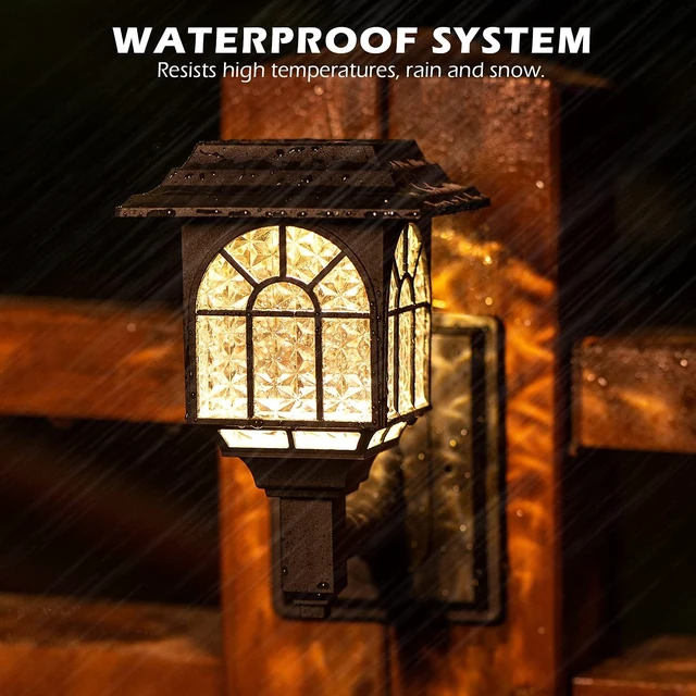Alt view image 5 of 6 - LeiDrail Solar Fence Lights, 4 Pack Solar Lights Outdoor Waterproof Lantern Warm White LED Wall Deck Post Landscape Lighting for Garden Yard Patio Front Door