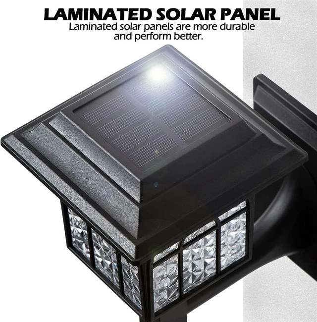 Alt view image 6 of 6 - LeiDrail Solar Fence Lights, 4 Pack Solar Lights Outdoor Waterproof Lantern Warm White LED Wall Deck Post Landscape Lighting for Garden Yard Patio Front Door