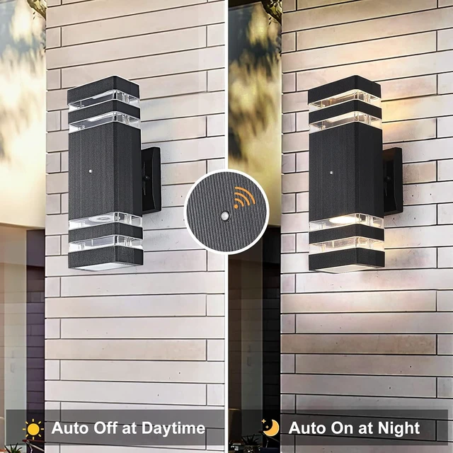 Alt view image 2 of 7 - Dusk to Dawn Outdoor Lighting 2 Pack, Porch Lights Outdoor Wall Lamps for Patio Waterproof 3000K Warm White Exterior Light Fixture Sconce for House Hallway Garden Corridor