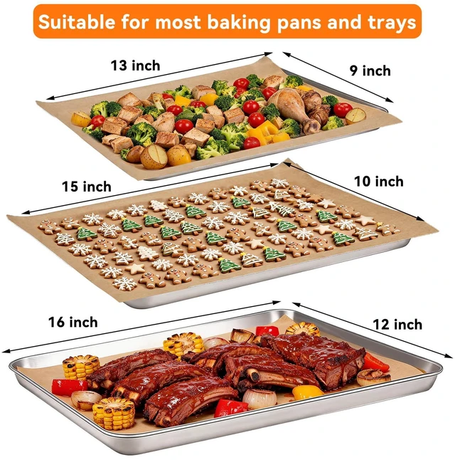 Alt view image 6 of 7 - 400PCS Parchment Paper Baking Sheets, 12"x16" Unbleached Precut Half Parchment Paper for Baking, Non-Stick Baking Paper for Baking, Grillin, Steaming Bread Cookies, Oven, Air Fryer, Microwave