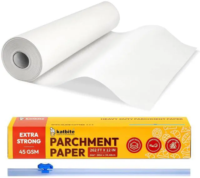 Main image of Heavy Duty Parchment Paper Roll, 12 in x 262 ft, 262 Sq Ft | Non-Stick Baking Paper for Cooking, Baking Cookies, Grilling, Air Frying and Steaming.