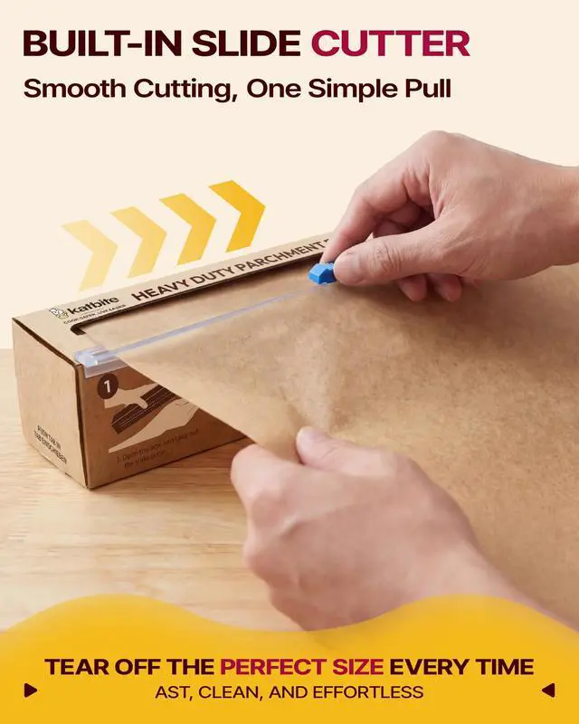 Alt view image 2 of 7 - Unbleached Parchment Paper for Baking, 15 in x 210 ft, 260 Sq.Ft, Heavy Duty Baking Paper with Slide Cutter, Non-stick Brown Parchment Paper Roll for Cooking, Air Fryer, Steaming, Baking Bread
