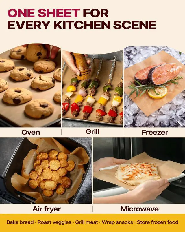Alt view image 6 of 7 - Unbleached Parchment Paper for Baking, 15 in x 210 ft, 260 Sq.Ft, Heavy Duty Baking Paper with Slide Cutter, Non-stick Brown Parchment Paper Roll for Cooking, Air Fryer, Steaming, Baking Bread