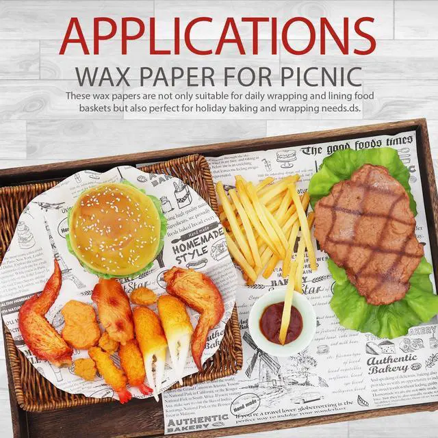 Alt view image 4 of 6 - 10" x 10" Food Paper Sheets (100 Pack) - Premium Deli Paper Sheets - Greaseproof Liners for Food Boats - Pre Cut Sandwich Wrappers - Food Basket Sheets for Baking, BBQ, Picnic, Festival