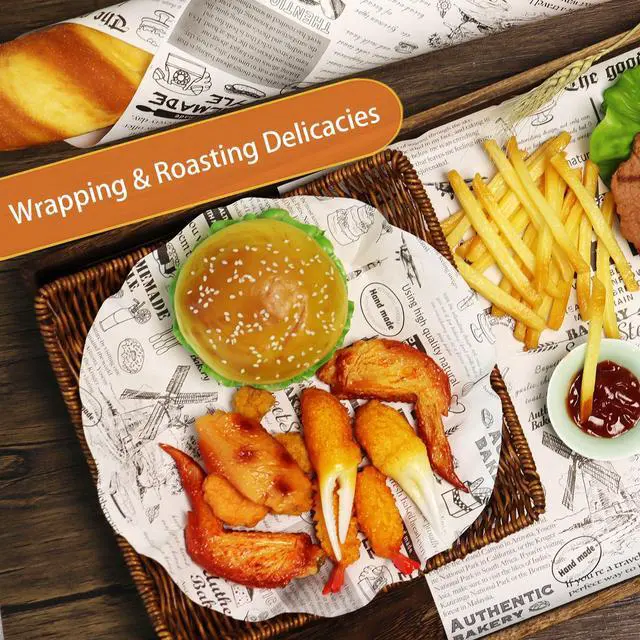 Alt view image 5 of 6 - 10" x 10" Food Paper Sheets (100 Pack) - Premium Deli Paper Sheets - Greaseproof Liners for Food Boats - Pre Cut Sandwich Wrappers - Food Basket Sheets for Baking, BBQ, Picnic, Festival