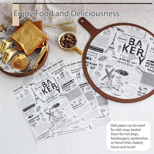 Alt view image 6 of 6 - 10" x 10" Food Paper Sheets (100 Pack) - Premium Deli Paper Sheets - Greaseproof Liners for Food Boats - Pre Cut Sandwich Wrappers - Food Basket Sheets for Baking, BBQ, Picnic, Festival