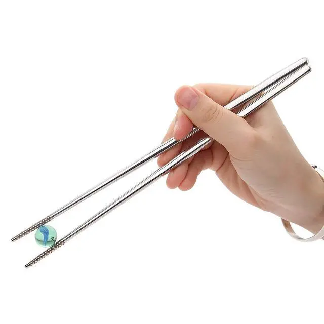 Alt view image 2 of 7 - 5 Pairs Chopsticks Reusable, 18/10 Stainless Steel Metal Chopsticks | Laser Engraved Non-Slip Chop Sticks, Dishwasher Safe Japanese Korean Chopsticks for Eating, 9.45 Inch/24cm, Gift Set, Sliver