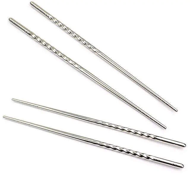 Alt view image 3 of 7 - 5 Pairs Metal Steel Chopstick Stainless Steel Spiral Chopsticks | 8.8 Inches,Lightweight,Reusable Classic Style,Kitchen Dinner, swirly design,easy carry,at hot food,easy wash,Dishwasher Safe