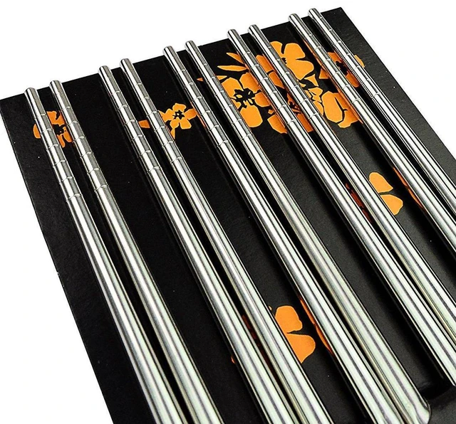Alt view image 4 of 7 - 5 Pairs Metal Steel Chopstick Stainless Steel Spiral Chopsticks | 8.8 Inches,Lightweight,Reusable Classic Style,Kitchen Dinner, swirly design,easy carry,at hot food,easy wash,Dishwasher Safe