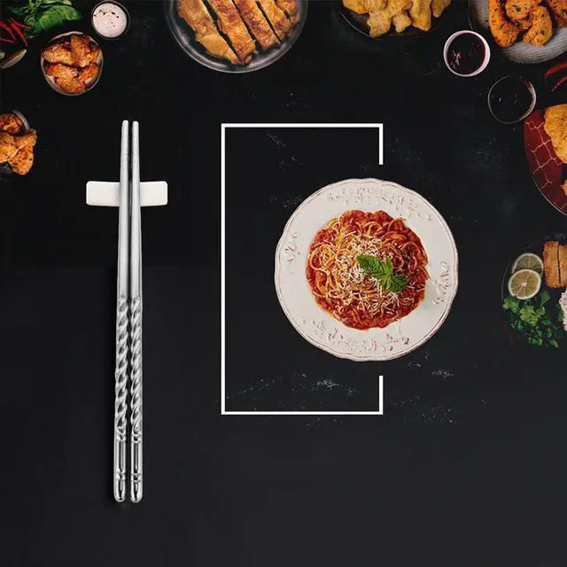 Alt view image 5 of 7 - 5 Pairs Metal Steel Chopstick Stainless Steel Spiral Chopsticks | 8.8 Inches,Lightweight,Reusable Classic Style,Kitchen Dinner, swirly design,easy carry,at hot food,easy wash,Dishwasher Safe