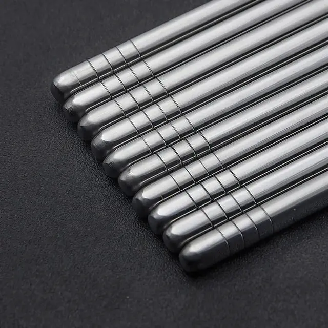 Alt view image 7 of 7 - 304 Stainless Steel Chopsticks, 5 Pairs, Silver | Chopsticks Lightweight, Non-Slip Tips, Reusable, Metal Korean Japanese Style Chopstick for Daily Meals, Dishwasher Safe 9.25"
