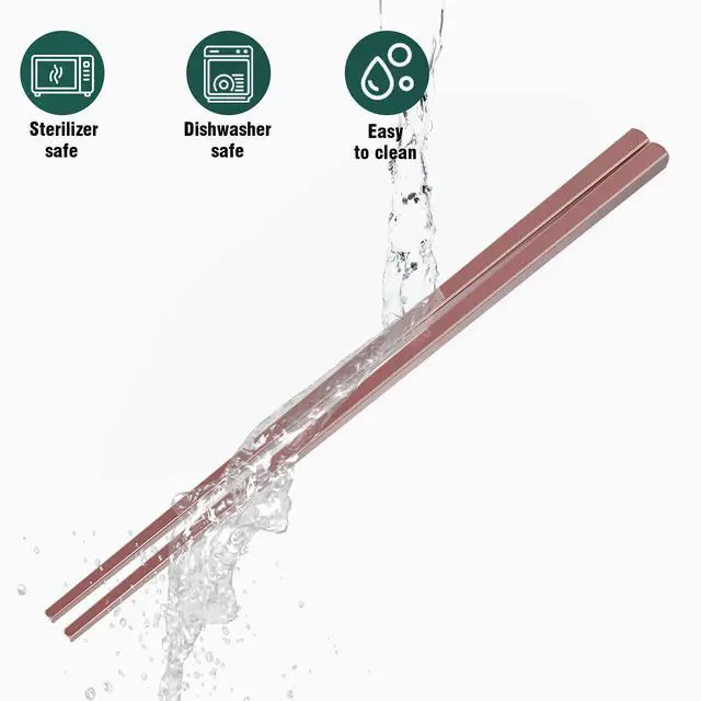 Alt view image 4 of 7 - Metal Reusable Chopsticks, 5 Pairs, Chop Sticks,Multicolor | Reusable; Dishwasher safe; Stainless steel; Japanese style ; No-slip Lightweight; Multipack 5 pairs ; Perfect gift set