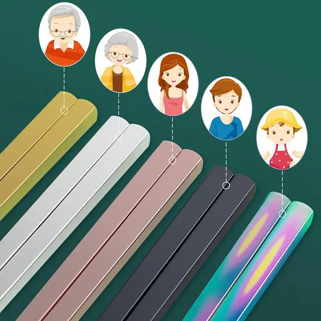 Alt view image 5 of 7 - Metal Reusable Chopsticks, 5 Pairs, Chop Sticks,Multicolor | Reusable; Dishwasher safe; Stainless steel; Japanese style ; No-slip Lightweight; Multipack 5 pairs ; Perfect gift set