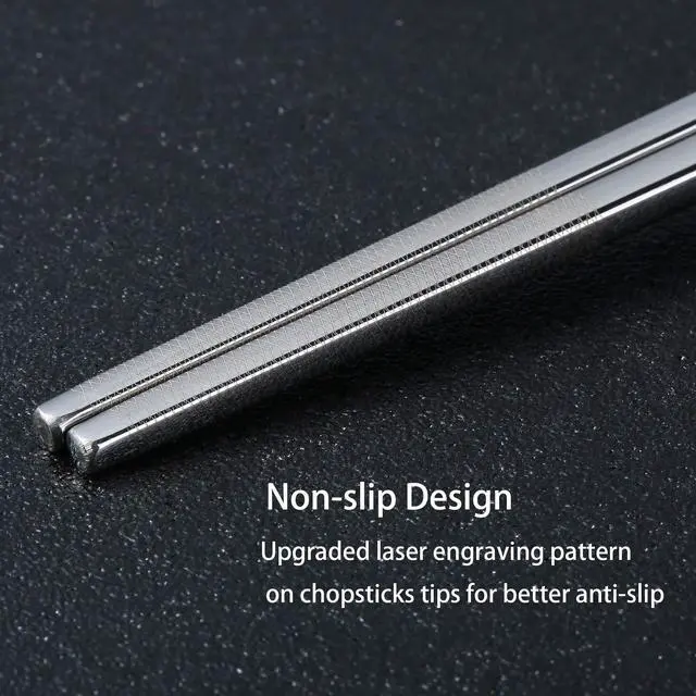 Alt view image 3 of 7 - Metal Chopsticks Reusable Dazzling Rainbow Stainless Steel Chopsticks Titanium Plated Dishwasher Safe Fancy Laser Engraved Korean Japanese Chop Sticks Multicolor 2 Pairs Gift Set