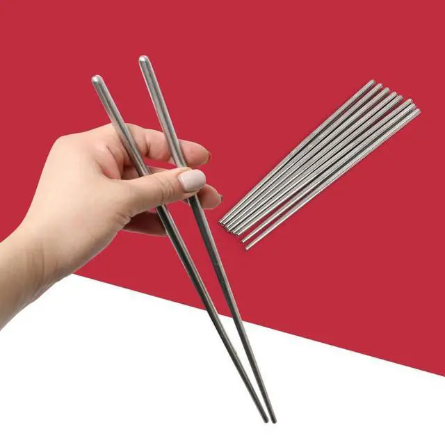 Alt view image 7 of 7 - Vacuum Chopsticks 10 Pairs For Asian Party Korean Restaurants Reusable Dishwasher Safe Lightweight Stainless Steel Chopsticks Non-Slip