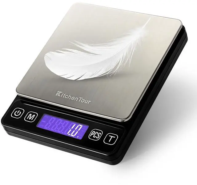 Main image of Digital Kitchen Gram Scale - 3000g/0.1g - High Accuracy Precision Food Scale with 9 Units(g/oz/ml/lb/lb:oz/gn/ozt/DWT/ct) - Meat Scale with Back-Lit LCD Display(Batteries Included)