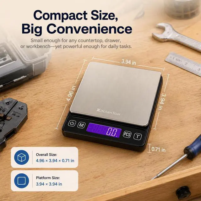 Alt view image 3 of 7 - Digital Kitchen Gram Scale - 3000g/0.1g - High Accuracy Precision Food Scale with 9 Units(g/oz/ml/lb/lb:oz/gn/ozt/DWT/ct) - Meat Scale with Back-Lit LCD Display(Batteries Included)