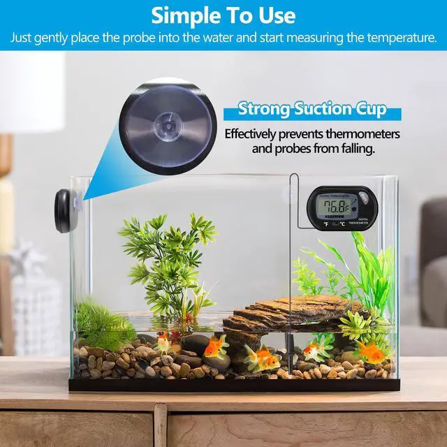 Alt view image 4 of 7 - Aquarium Thermometer with Large LCD Display Fahrenheit/Celsius(/) Fish Tank Thermometer for Aquarium Reptile Terrarium Digital Water Thermometer with Suction Cup