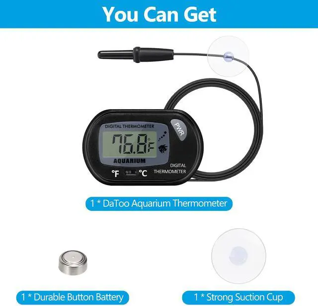 Alt view image 7 of 7 - Aquarium Thermometer with Large LCD Display Fahrenheit/Celsius(/) Fish Tank Thermometer for Aquarium Reptile Terrarium Digital Water Thermometer with Suction Cup