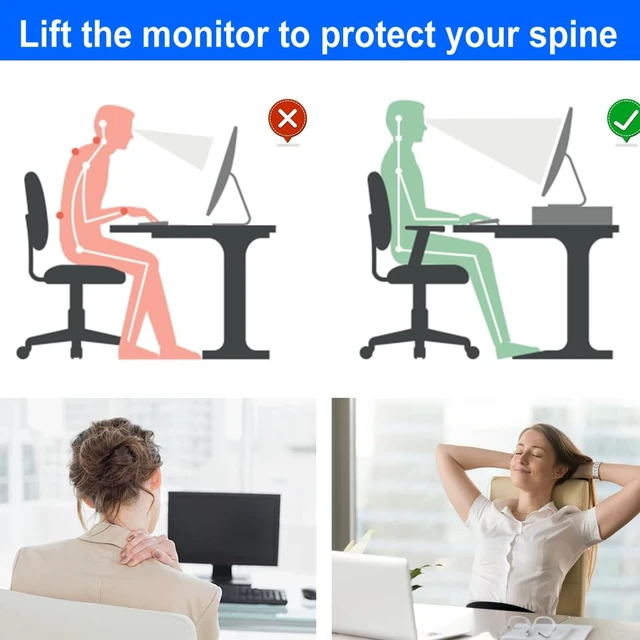 Alt view image 2 of 7 - Monitor Stand with Drawer and 2 Pen Holders | Monitor Riser Dual-Layer Storage Desk Organizers and Accessories (Black)