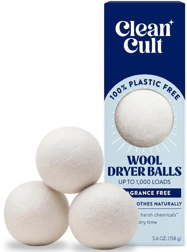 Main image of Wool Dryer Balls (3 Count) - Made from 100% New Zealand Wool - Biodegradable Dryer Balls - Shorten Dry Times, Soften Clothes, and Stop Static Cling - Lasts up to 1000 Loads