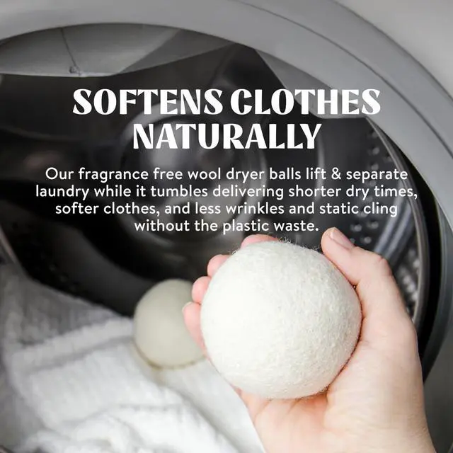 Alt view image 2 of 7 - Wool Dryer Balls (3 Count) - Made from 100% New Zealand Wool - Biodegradable Dryer Balls - Shorten Dry Times, Soften Clothes, and Stop Static Cling - Lasts up to 1000 Loads