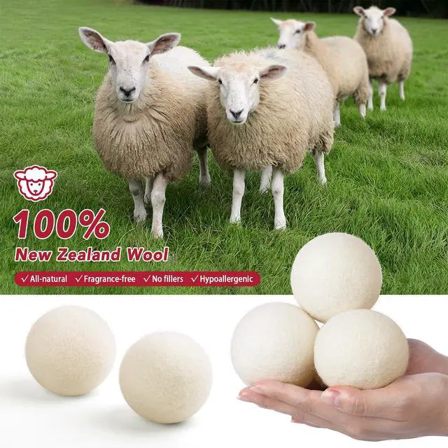 Alt view image 3 of 7 - 100% New Zealand Wool Dryer Balls XL Size 6 Pack, Organic & Chemical-Free Fabric Softener, Baby Safe & Hypoallergenic, Reduces Static, Wrinkles & Drying Time, Reusable for 1000+ Loads