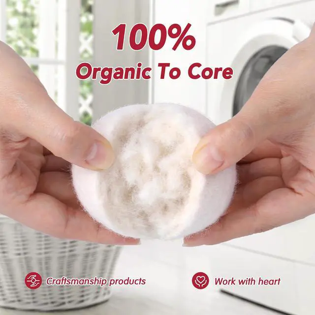 Alt view image 5 of 7 - 100% New Zealand Wool Dryer Balls XL Size 6 Pack, Organic & Chemical-Free Fabric Softener, Baby Safe & Hypoallergenic, Reduces Static, Wrinkles & Drying Time, Reusable for 1000+ Loads