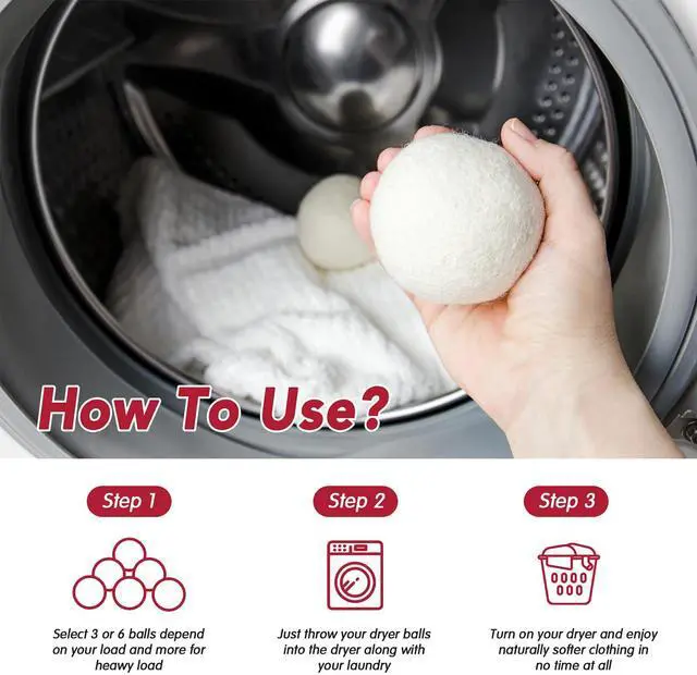 Alt view image 7 of 7 - 100% New Zealand Wool Dryer Balls XL Size 6 Pack, Organic & Chemical-Free Fabric Softener, Baby Safe & Hypoallergenic, Reduces Static, Wrinkles & Drying Time, Reusable for 1000+ Loads